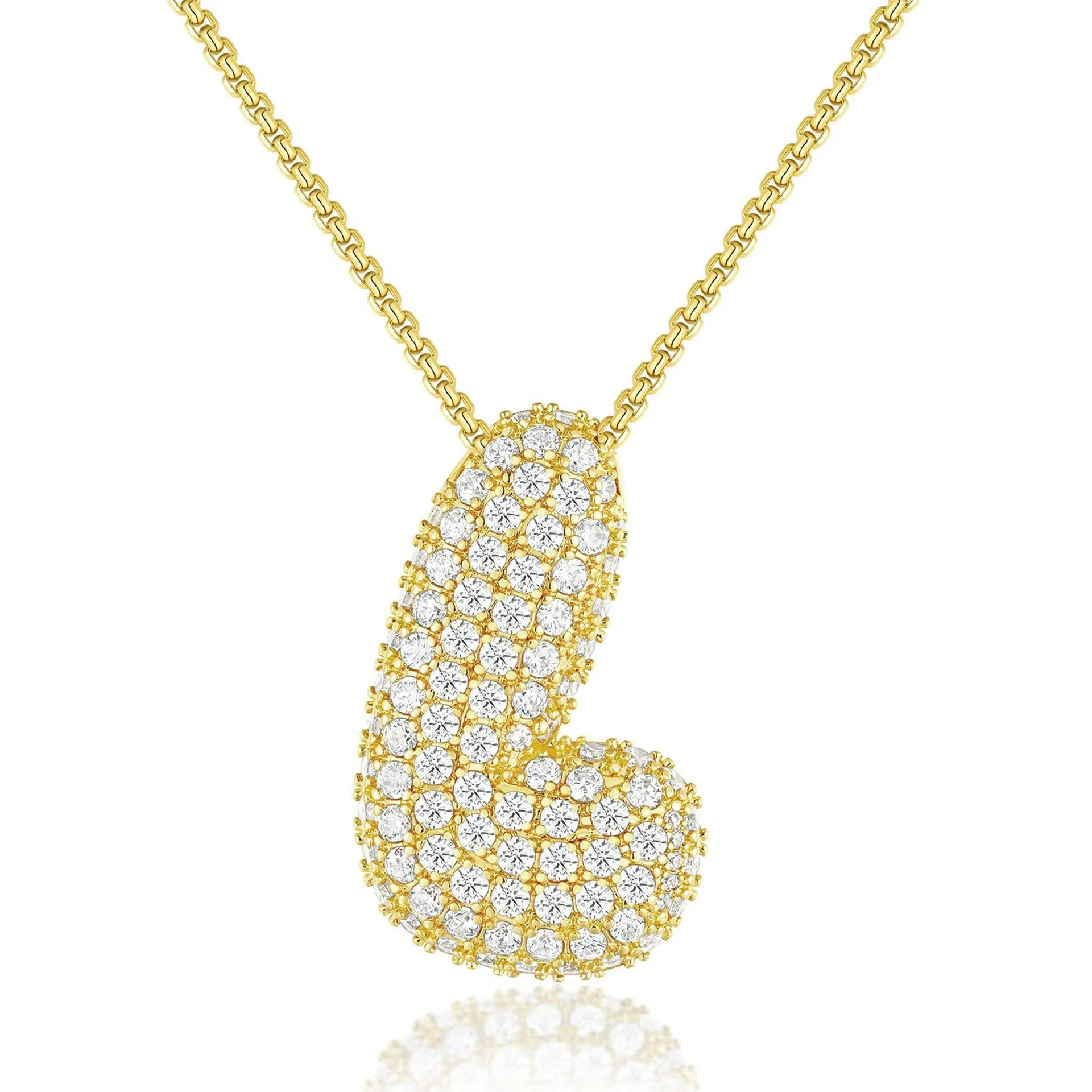 Bubble Diamond Initial Necklace