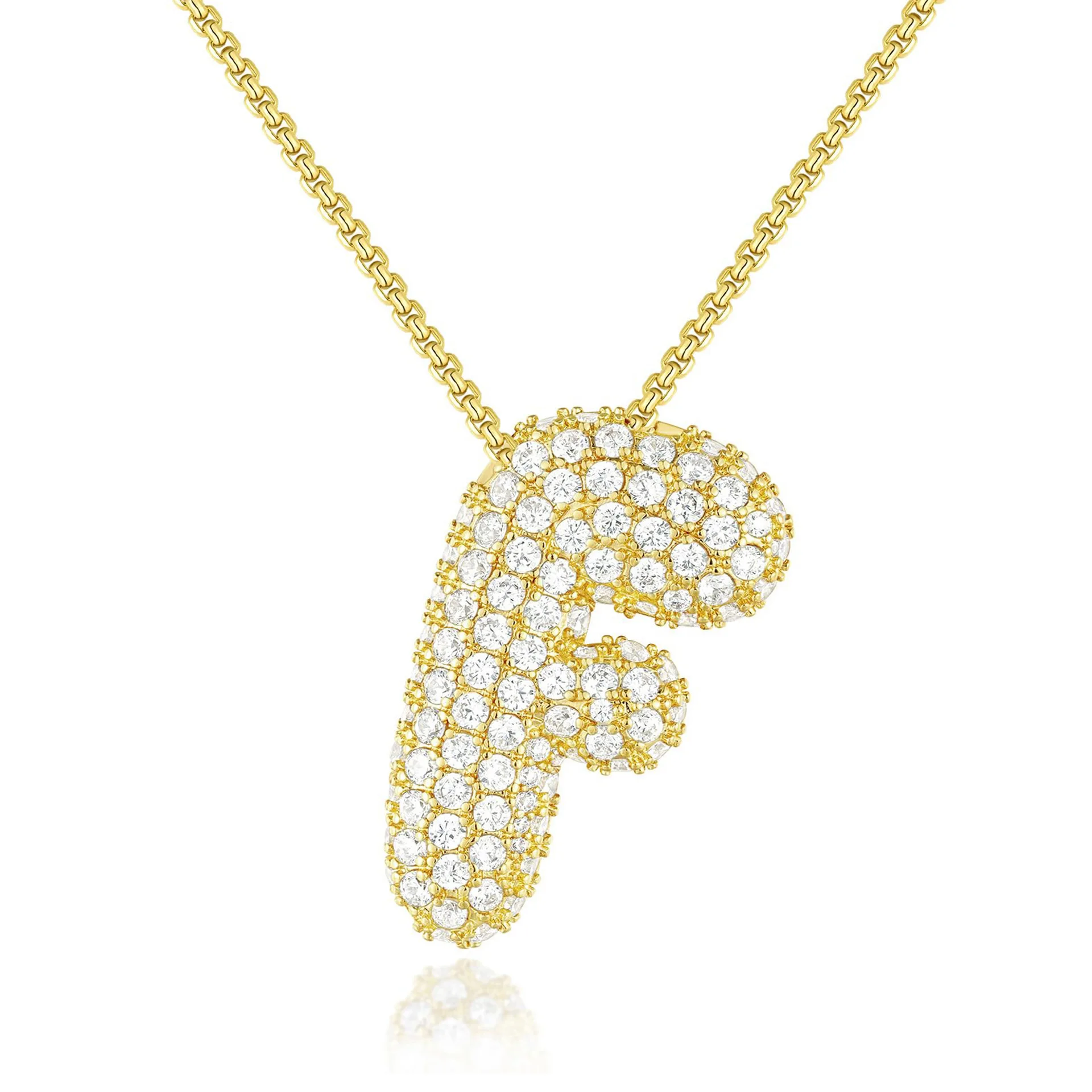 Bubble Diamond Initial Necklace