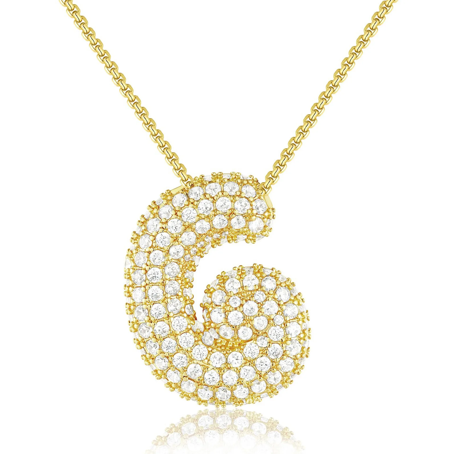 Bubble Diamond Initial Necklace