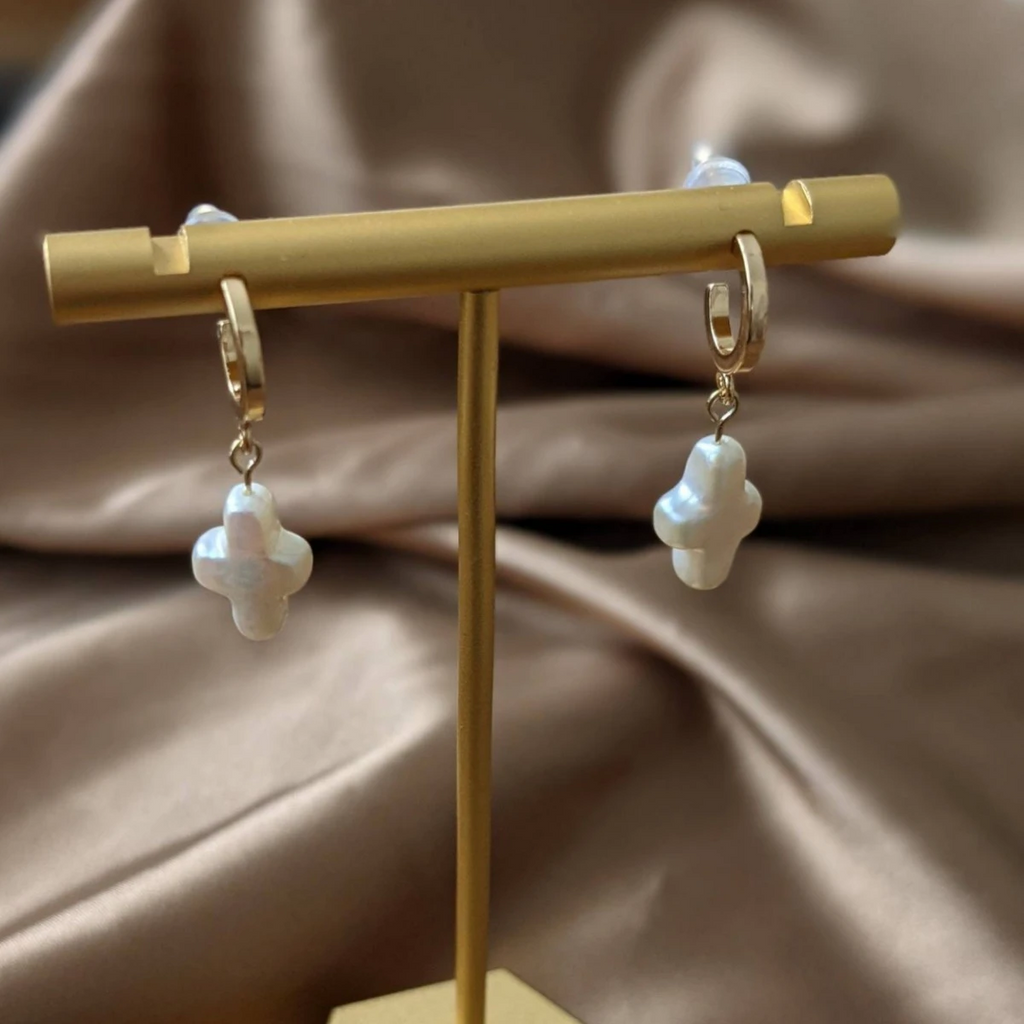Freshwater Perla Cross Earrings