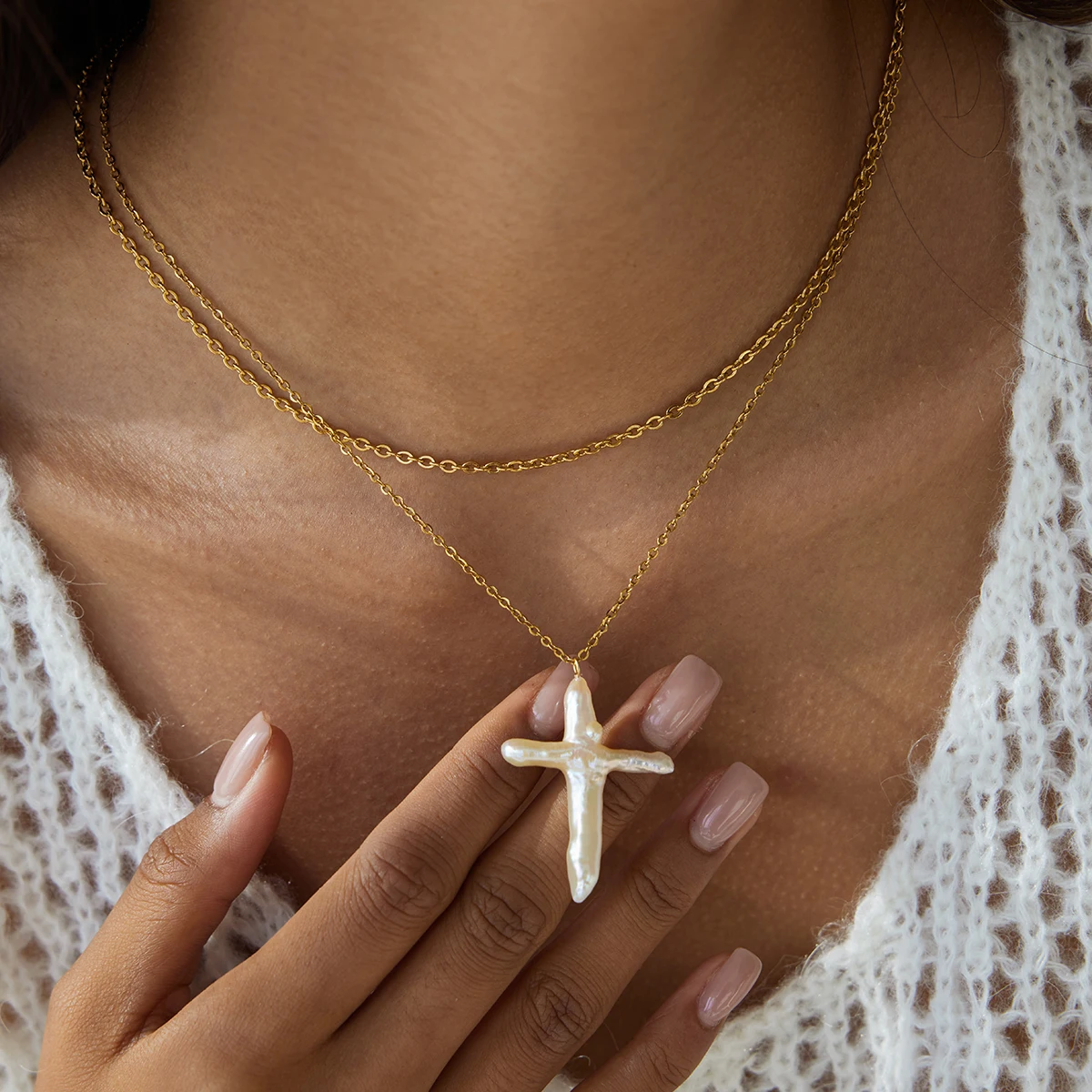 Pearl Cross Necklace
