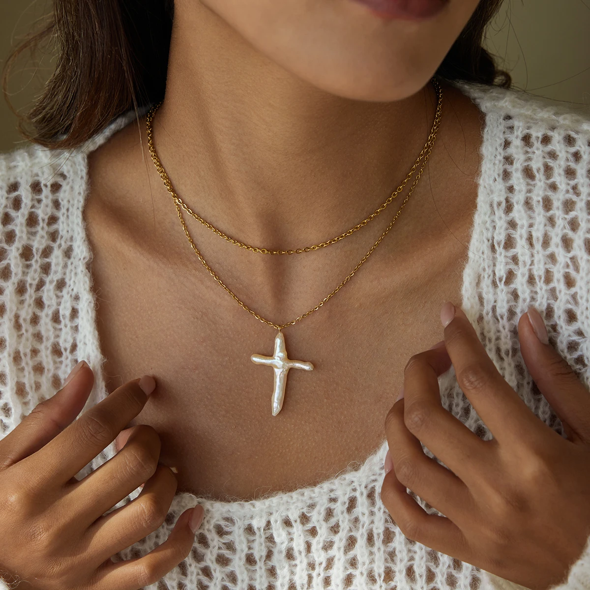 Pearl Cross Necklace
