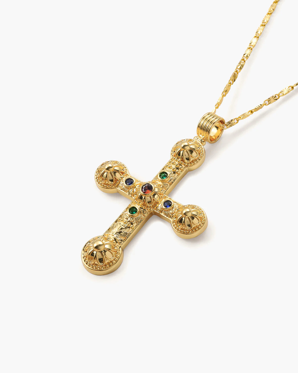 XL Gemstone Cross Necklace